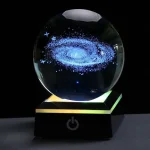 3D Crystal Moon Lamp with Galaxy and Astronaut