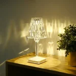 Rechargeable Diamond Table Lamp with Touch Control, Color Changing LED Light for Bedroom, Living Room, Office