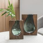 Allister Nordic Wood and Glass Vases – Transparent Ornament