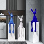 Cute Rabbit Resin Sculpture Figurines for Home Decoration