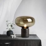 Modern Marble Mushroom Table Lamp with Glass Shade for Bedroom Living Room Study