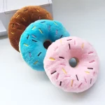 Soft Dog Donut Plush Toys for Chewing, Squeaking, Interactive Play