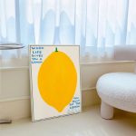 Nordic Orange Lemon Blue Chair Canvas Painting – Bedroom Living Room Decor