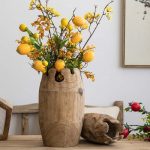 Hand-Polished Wood Barrel Vase for Home Decoration