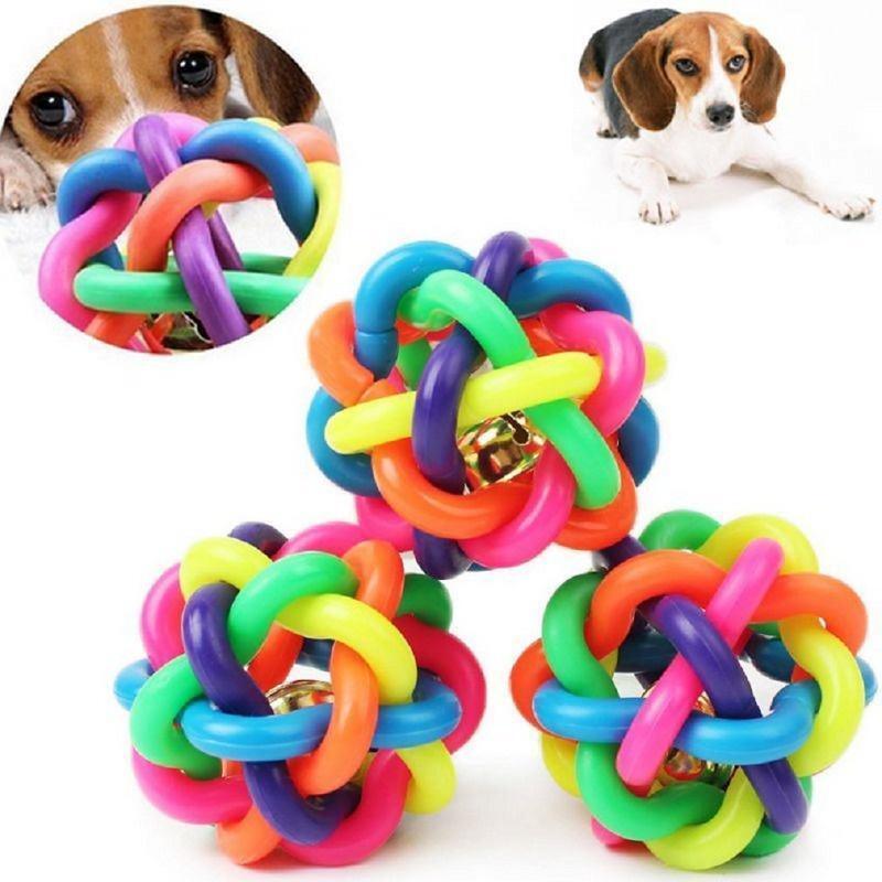 Colorful Rubber Dog Chew Toys with Bell for Puppy Training