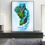 Sea and Land Couple Kiss Poster – Abstract Surrealism Wall Art for Living Room