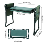 Foldable Outdoor Lawn Bench Chair With Tool Pouch Garden