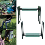 Foldable Outdoor Lawn Bench Chair With Tool Pouch Garden Rest