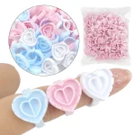 100Pcs Disposable Heart Shaped Eyelash Extension Glue Rings