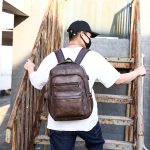 Vintage Men’s Leather Laptop Backpack with USB Charging Port