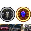 7 Inch Skull Led Headlights - Headlamp Waterproof For Motorcycle/Suv