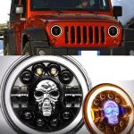 7 Inch Skull Led Headlights - Headlamp Waterproof For Motorcycle/Suv