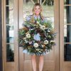 Large Christmas Fall White Pumpkins Ranunculus Wreath