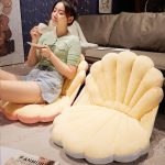 Shell Shaped Seat Cushion with Backrest, Cute Gaming Chair Cushion, Openable Shell Pillow, Ocean Theme Seashell Home Decor