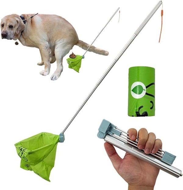 Dog Pooper Scooper, Poop Picker up for Dogs, Dog Pooper Scooper with Bag Attachment, Portable Foldable Dog Poop Catcher