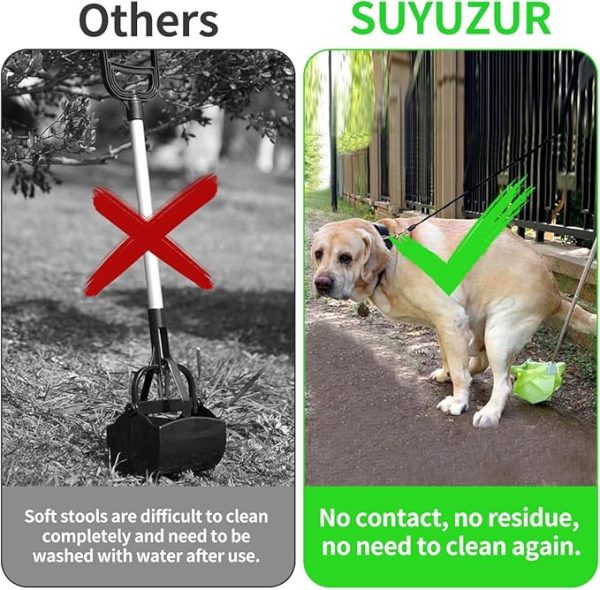 Dog Pooper Scooper, Poop Picker up for Dogs, Dog Pooper Scooper with Bag Attachment, Portable Foldable Dog Poop Catcher