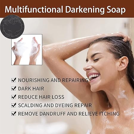 Hair Darkening Shampoo Bar, Black Soap for Gray Hair, Natural Organic Conditioner and Repair Essence