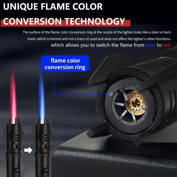 Lightsaber Butane Torch Lighter, Windproof Adjustable Refillable Red Flame Jet Torch Lighter With Safety Switch