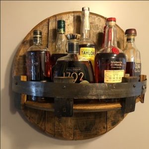 Bourbon Whiskey Barrel Shelf - Rustic Bar Accessories