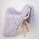 Chenille Chunky Knitted Blanket, Thick Cable Knit Throw For Couch Bed Sofa