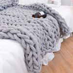 Chenille Chunky Knitted Blanket, Thick Cable Knit Throw For Couch Bed Sofa