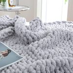 Chenille Chunky Knitted Blanket, Thick Cable Knit Throw For Couch Bed Sofa