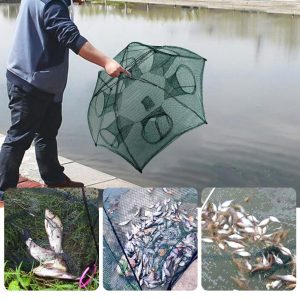 Easy Catch Fishing Trap - Portable Automatic 4-20 Hole Hand Fishing Net