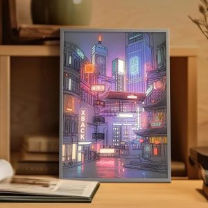 Led Light Painting, Wall Art Decor, Usb Powered, Enchanting Cityscape