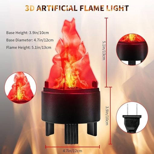 3D Fake Flame Lamp, Electric Campfire Artificial Flickering Flame, Table Lamp Fake Fire Light Realistic Flame