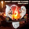 3D LED Ghost Campfire Nightlight, Halloween Night Light Plug into Wall, 3D Flickering Nightlight