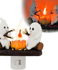 3D LED Ghost Campfire Nightlight, Halloween Night Light Plug into Wall, 3D Flickering Nightlight