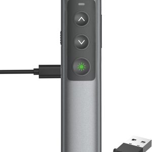 Rechargeable Green Laser Pointer Presentation Clicker For Laptop Powerpoint, Usb-A Usb-C Wireless Presenter Remote Power Point Clicker For Computer/Mac/Ppt/Slideshow/Google Slide Advancer