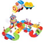 Toy Train Sets With Railway Tracks, 189 Pcs Train Toys With Lights And Sounds, 3D Puzzles Long Train Track For Boys Girls 2,3,4,5,6,7 Years Old Birthday Train Toys Gift