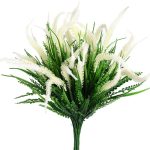 Handic 8Pcs Outdoor Artificial Flowers Flowers Plants Plastic Flowers For Outdoor Uv Resistant Faux Flower (White)