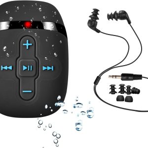 Sewobye Waterproof Mp3 Player For Swimming And Running, Underwater Headphones With Short Cord, Shuffle Feature