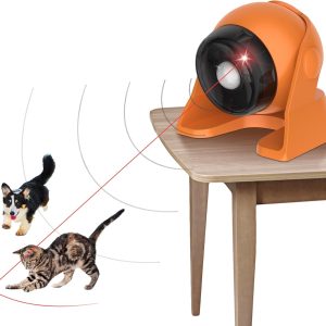 Giociv Cat Laser Toys Motion Acticated Responsive Interactions, Mix Fast & Slow Laser Game (Orange)