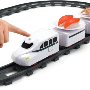 Sushi Train Rotating Table Food Train Battery Powered Electric Train Toy Japanese Sashimi Plates Sushi Serving Tray Under Christmas Tree Train Track For Kids Boys