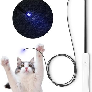 Fluffies Cat Led Toy Blue Dot Led Light Pointer Interactive Toys Indoor Cats Traning Chaser Interactive Toys For Bored Adult Cats/Kittens/Dogs Led Fishing Pole Toy