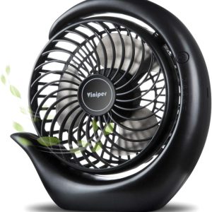 Viniper Portable Rechargeable Fan, Small Desk Fan : 3 Speeds & About 8-24 Hours Longer Working, 180 Rotation, Portable Battery Desktop Fan For Home/Office (Black, Light Black Blade)6.2 Inch