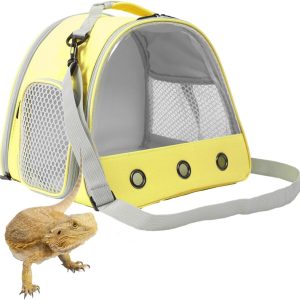 Bearded Dragon Carrier,Lizards Carrier, Small Animal Travel Carrier For Hedgehog Rat Parrot Bird Guinea Pig, Portable Guinea Pig Travel Carrier For 2 (Yellow, Carrier)