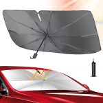 Car Sun Shade Windshield Umbrella For Car Window Shades,5 Layers Uv Block Coating Folding Car Windshield Sun Shade Cover,Front Window Windshield Heat Insulation Protection-Large Size 55″*32″