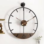 Daydayart Modern Wood Walnut Dial Wall Clock, Large Simple Wall Decor Metal Frame Silent Non Ticking Clock For Living Room Decor, Kitchen, Bedroom, Study Decoration, Home Gift Idea, 22.5 In