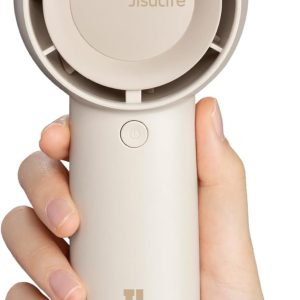 Jisulife Handheld Portable Turbo Fan [16H Max Cooling Time], 4000Mah Usb Rechargeable Personal Battery Operated Mini Small Pocket Fan With 5 Speeds For Travel/Outdoor/Home/Office – Brown