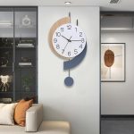 Wall Clock,Decorative Wall Clocks With Pendulum,Silent Quality Quartz Wall Clock Battery Operated,Large Wall Clock For Living Room,Kitchen,Home,Bathroom,Bedroom Wall Decor,11.5X22.5Inch