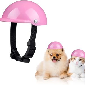 Gugelives Pet Dog Helmet Doggie Hardhat For Pets Chihuahua Motorcycles Bike Outdoor Protect Head Sunproof Rainproof Small Medium Large Puppy Helmets Supplies(S, Pink)