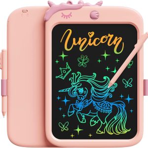 Bravokids 10Inch Lcd Writing Tablet For Kids, Colorful Toddlers Toys Drawing Board, Educational Girlstoys, Unicorn Doodle Board Toys For 2 3 4 5 6 7 8 Year Old, Boys Birthday Christmas Gifts