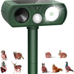 Solar Ultrasonic Animal Repellent Outdoor, Cat Repellent Outdoor Motion Detection, Waterproof Squirrel Deer Mouse Raccoon Dog Bird Repellent With Led Flash Light For Yard Farm Garden Patio, 1 Pack