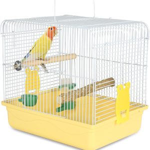 Portable Bird Cage For Small Birds – Parrot Lovebird Small Animal Carrier For Travel, Going Out, Walking To The Vet With Station Pole Food Box Water Fountain