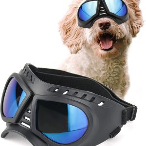 Petleso Dog Goggles Medium Breed, Dog Sunglasses For Medium Dog Puppy Sunglasses Uv Protection For Dog Driving Hiking, Silver Lens