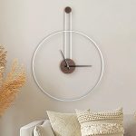 Drelifam Modern Wall Clock Large Wall Clock With Walnut Dial Silent Non-Ticking Metal Wall Clock For Living Room Home Decor Bedroom Kitchen Office 21.7”×28.7” (Silver, Large)